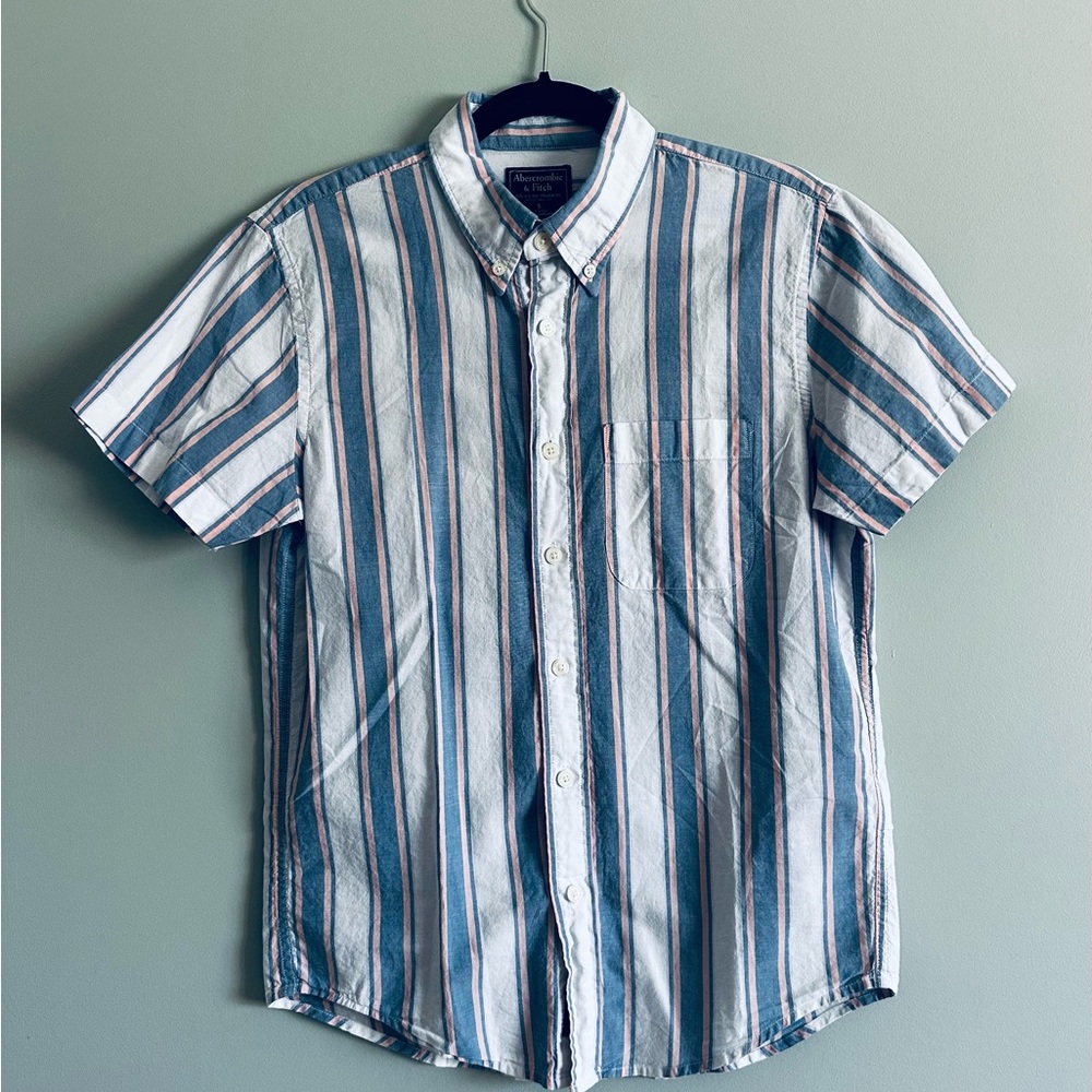 Abercrombie & Fitch Blue Pink and White Striped Shirt
